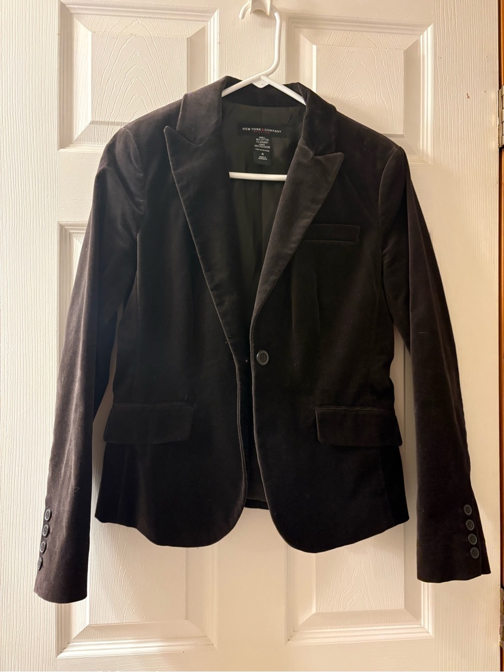 New York & Company Brown Velvet Blazer Size 4 Tailored Stretch Jacket